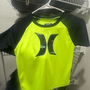 Hurley Lime Green and Black Rashguard Swim Shirt